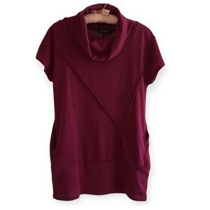 Papa Vancouver raspberry short sleeve lightweight tunic top cowl neck